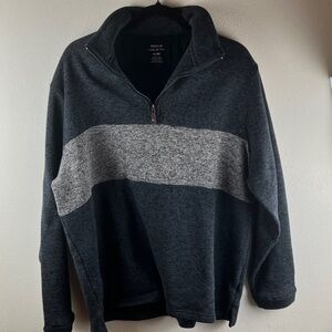 Haggar COOL 18 PRO Quarter-Zip Pullover XL Gray Colorblock Fleece